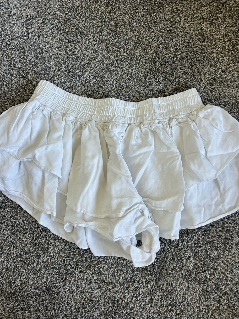 Free People White Ruffle Layered Shorts